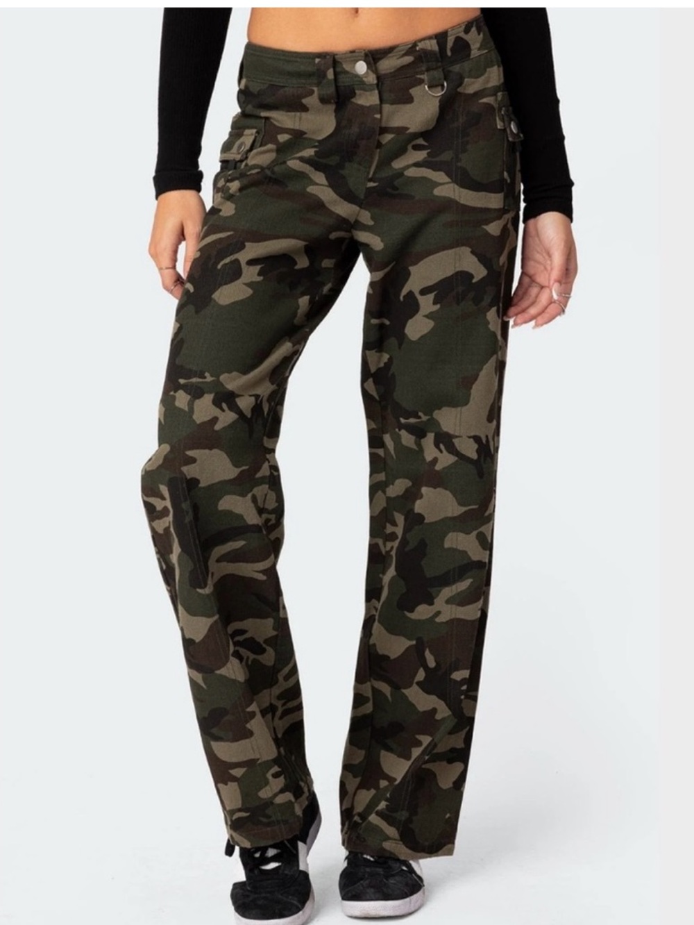 Edikted Wide Leg Camo Jeans sz S